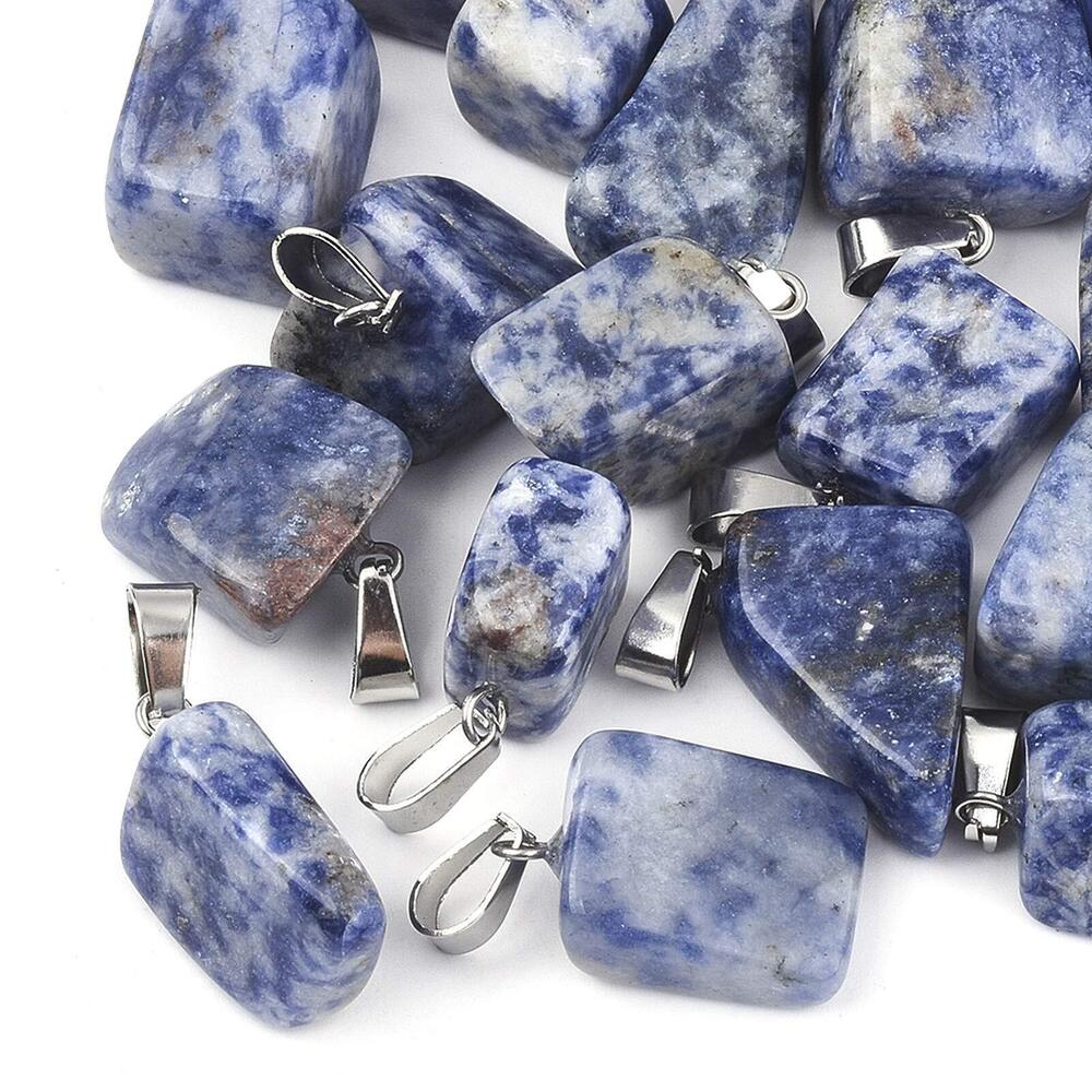5405 24Pcs Natural Irregular Blue Spot Jasper Pendants Healing Crystal